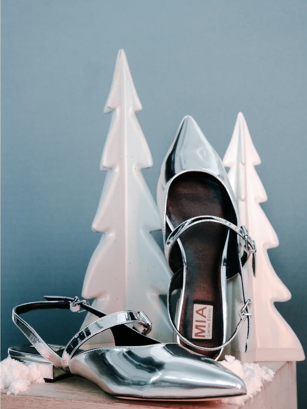 MIA Metallic Silver Pointed Slingback Heels - Picture 10 of 10